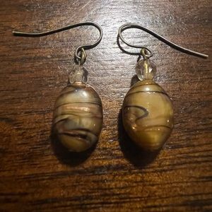 Brown metallic swirl earrings